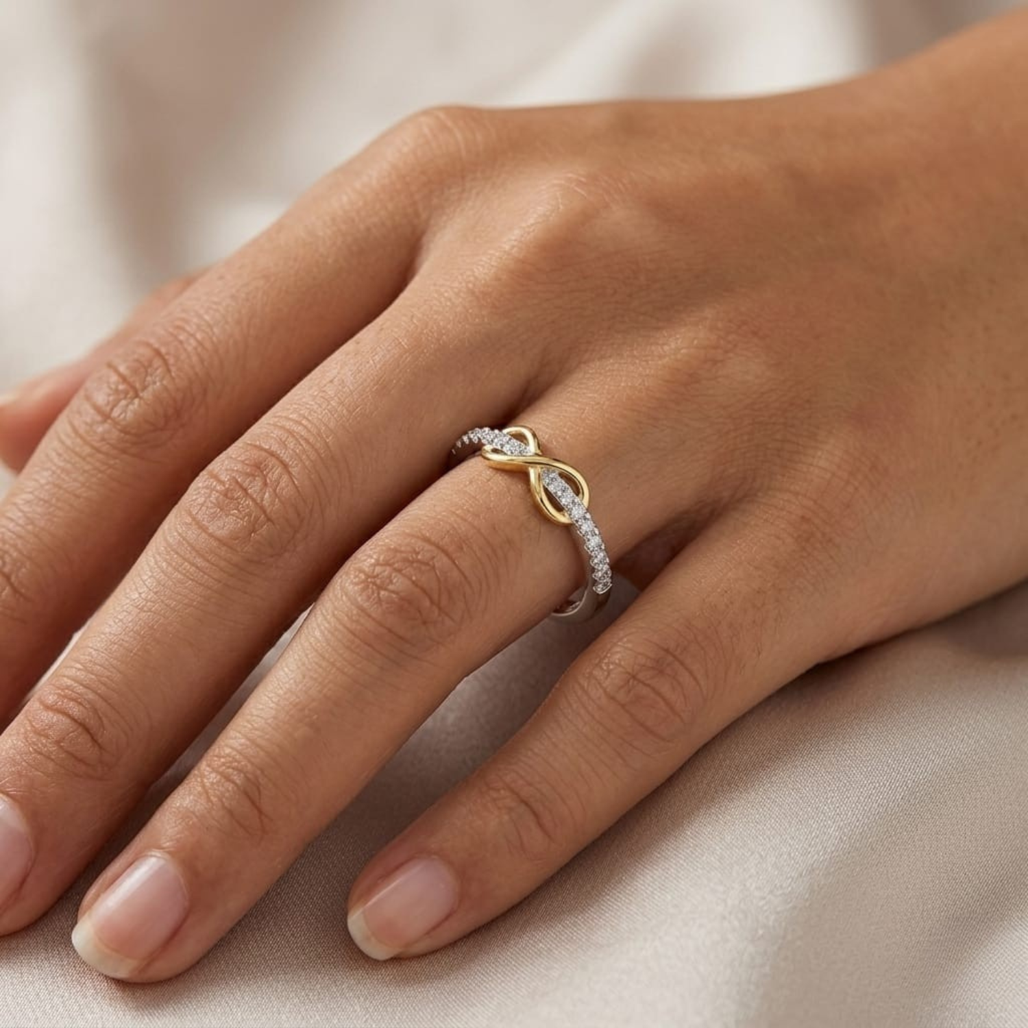 Silver Golden Infinity Ring Secondary image