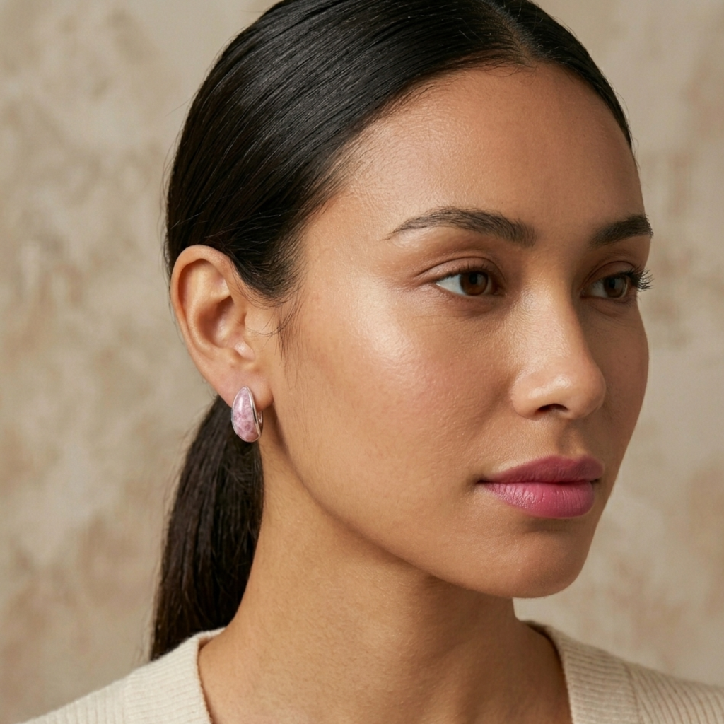 Silver Aurora Pink Earrings