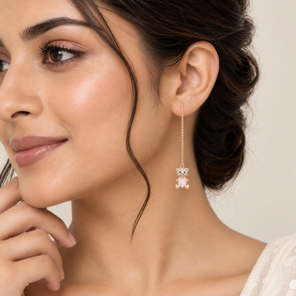 Silver Roselle Teddy Drop Earrings