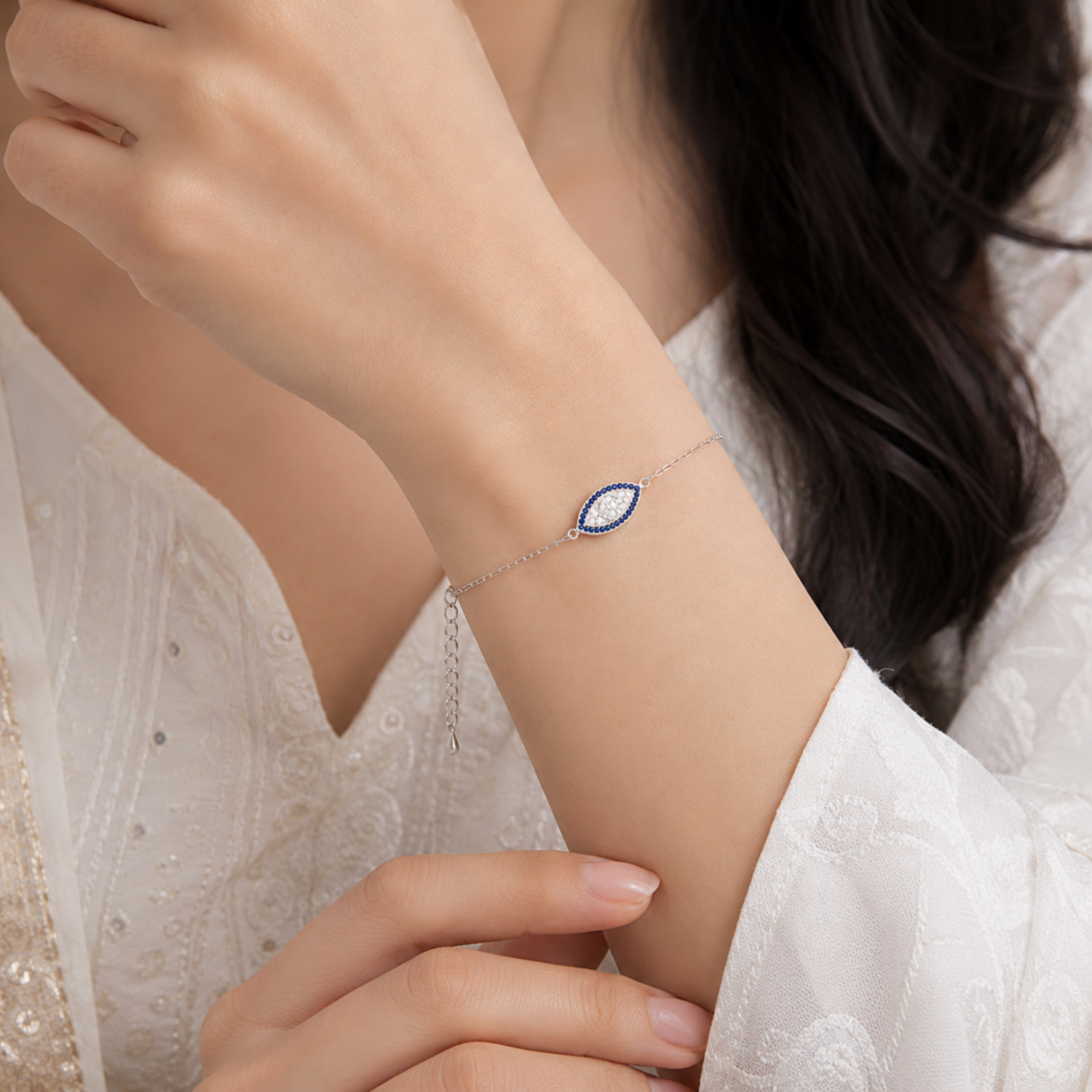 Silver Evil Eye Elegance Bracelet