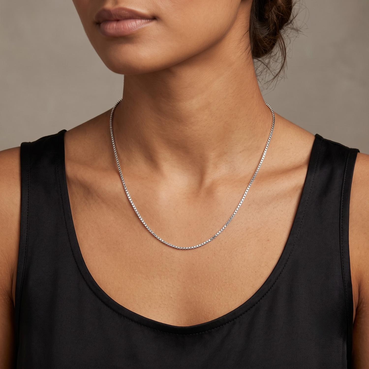 Silver Box Charm Keeper Chain