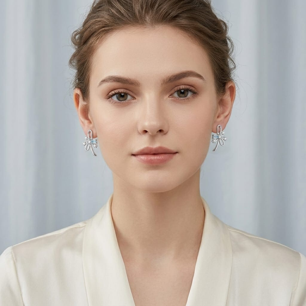 Silver Snowflake Bloom Earrings
