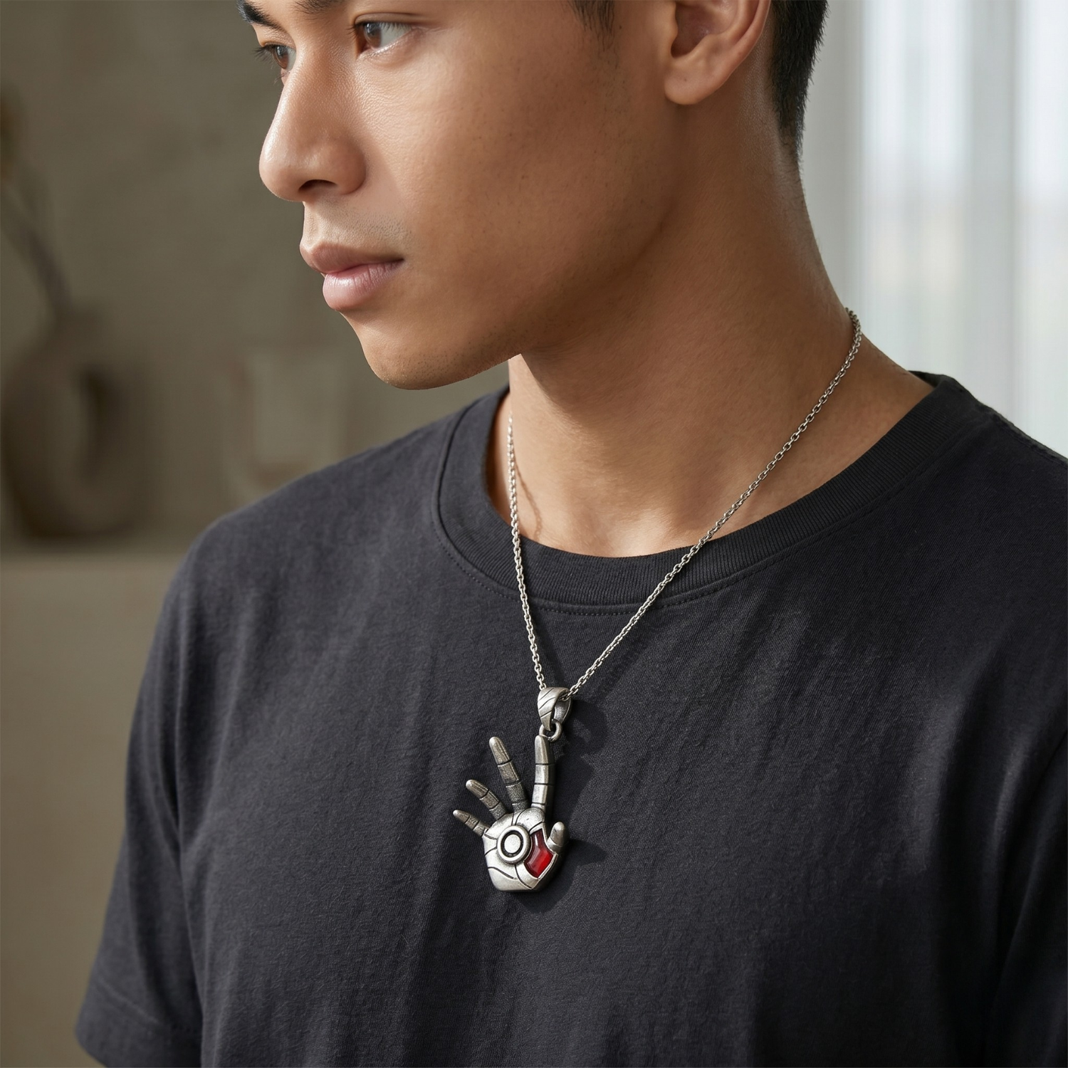 Silver Iron Man Hand Pendant