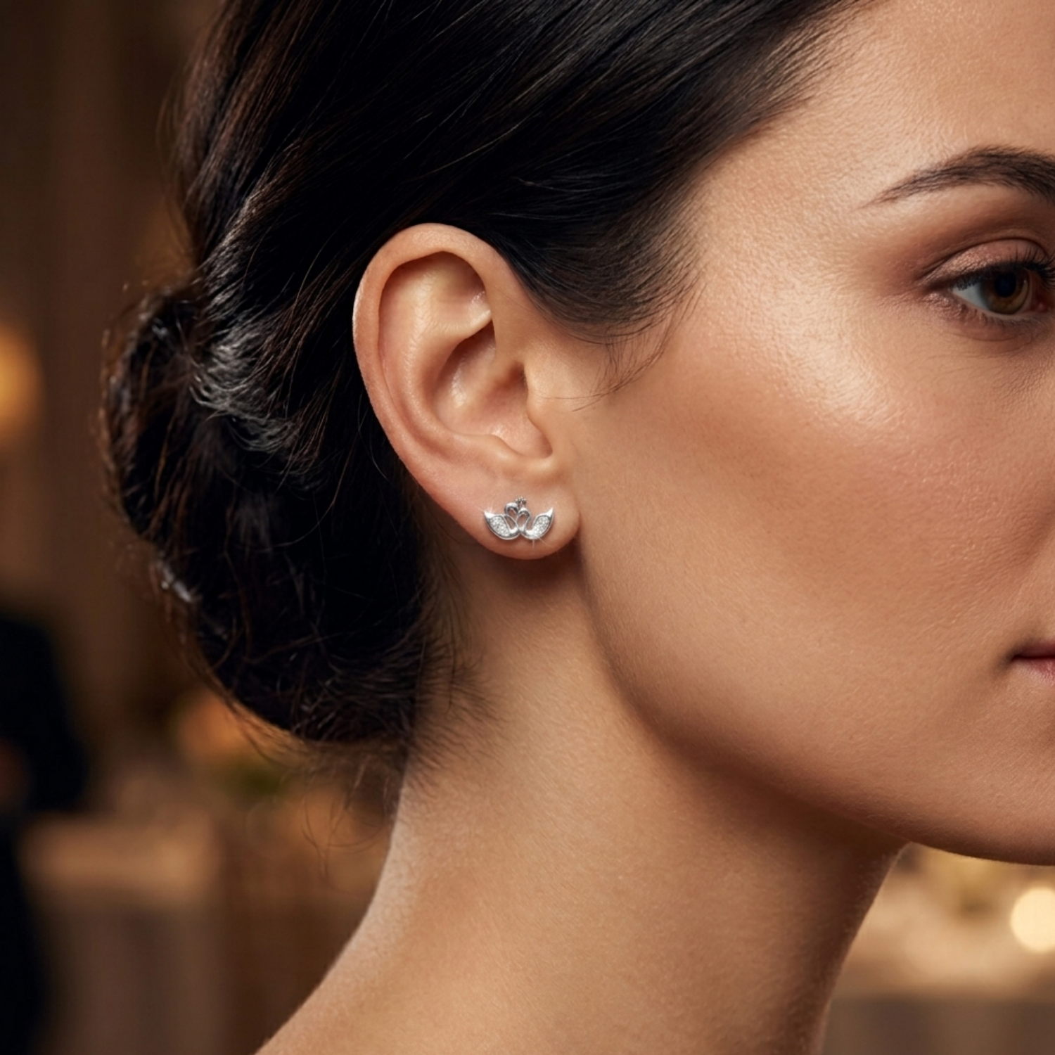 Silver Royal Swan Studs