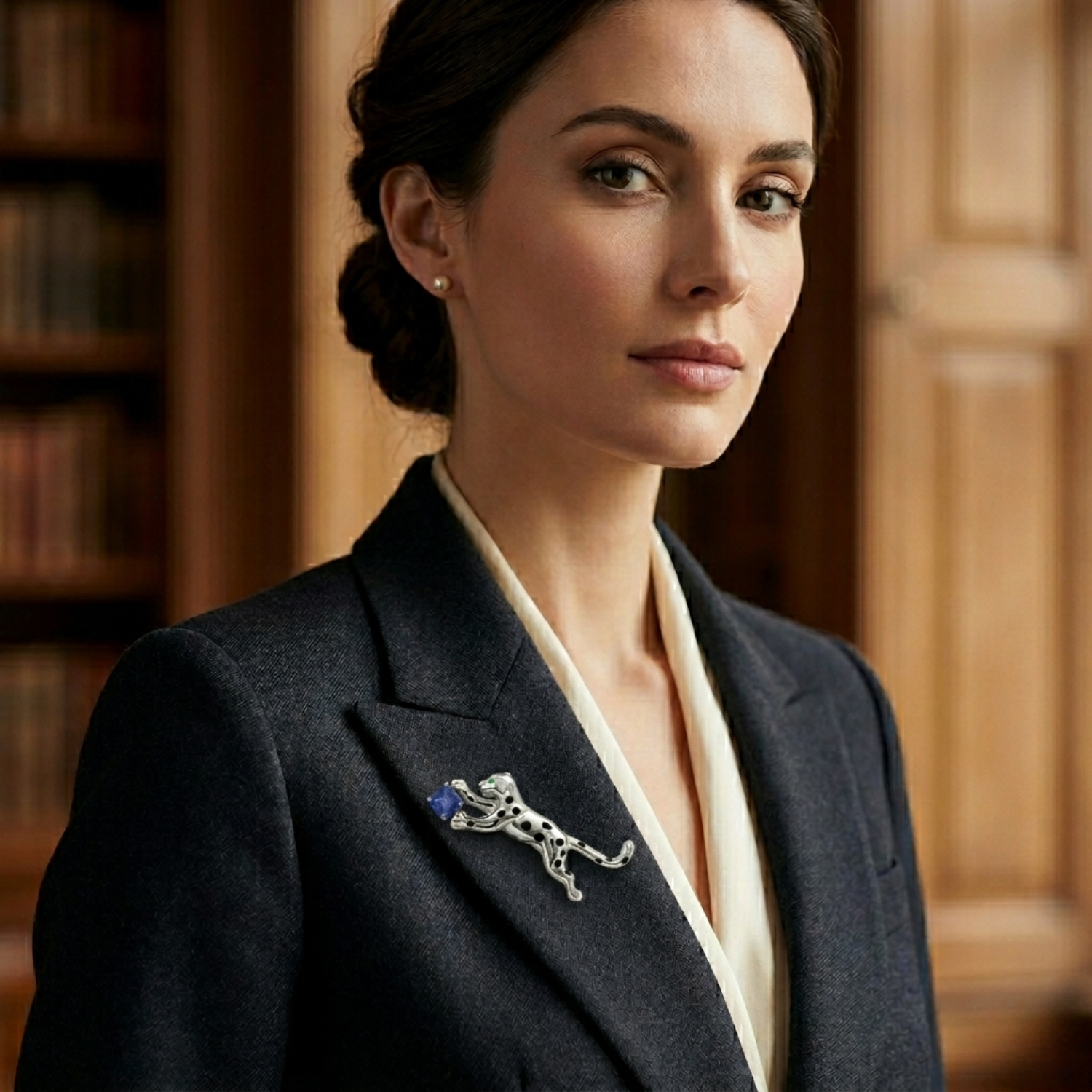 Silver Royal Panther Brooch