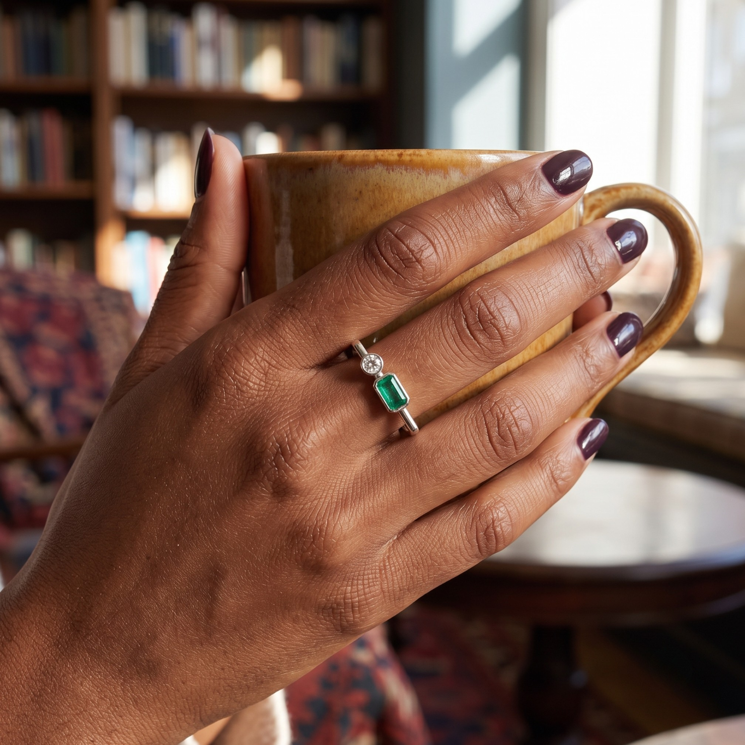 Silver Emerald Harmony Ring