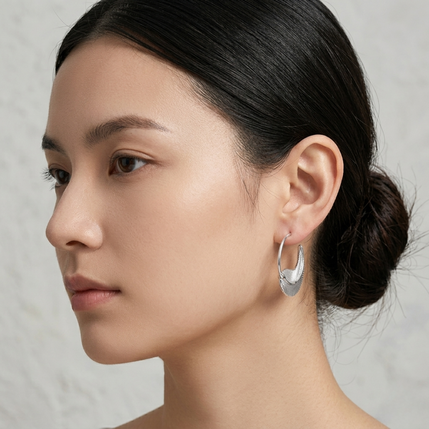 Silver Fern Hoop Earrings