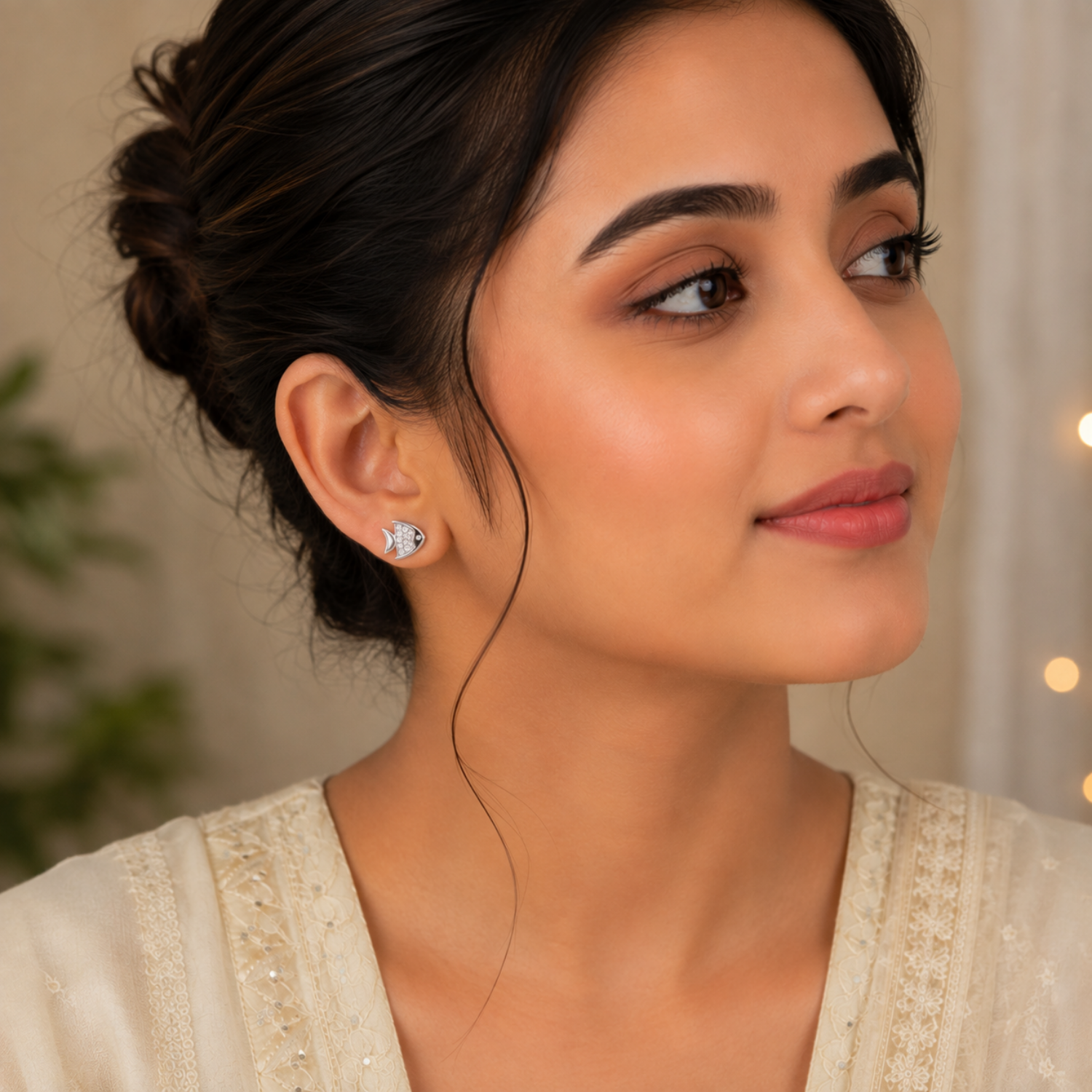 Silver Ocean Gleam Studs