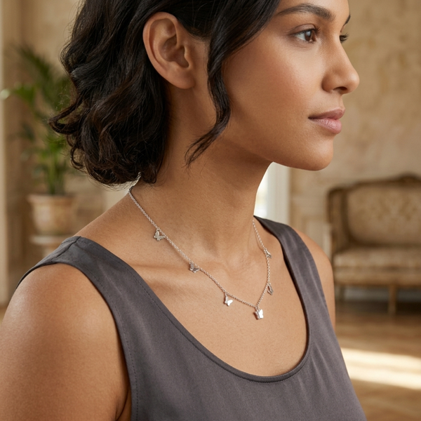 Silver Fluttering Butterflies Necklace