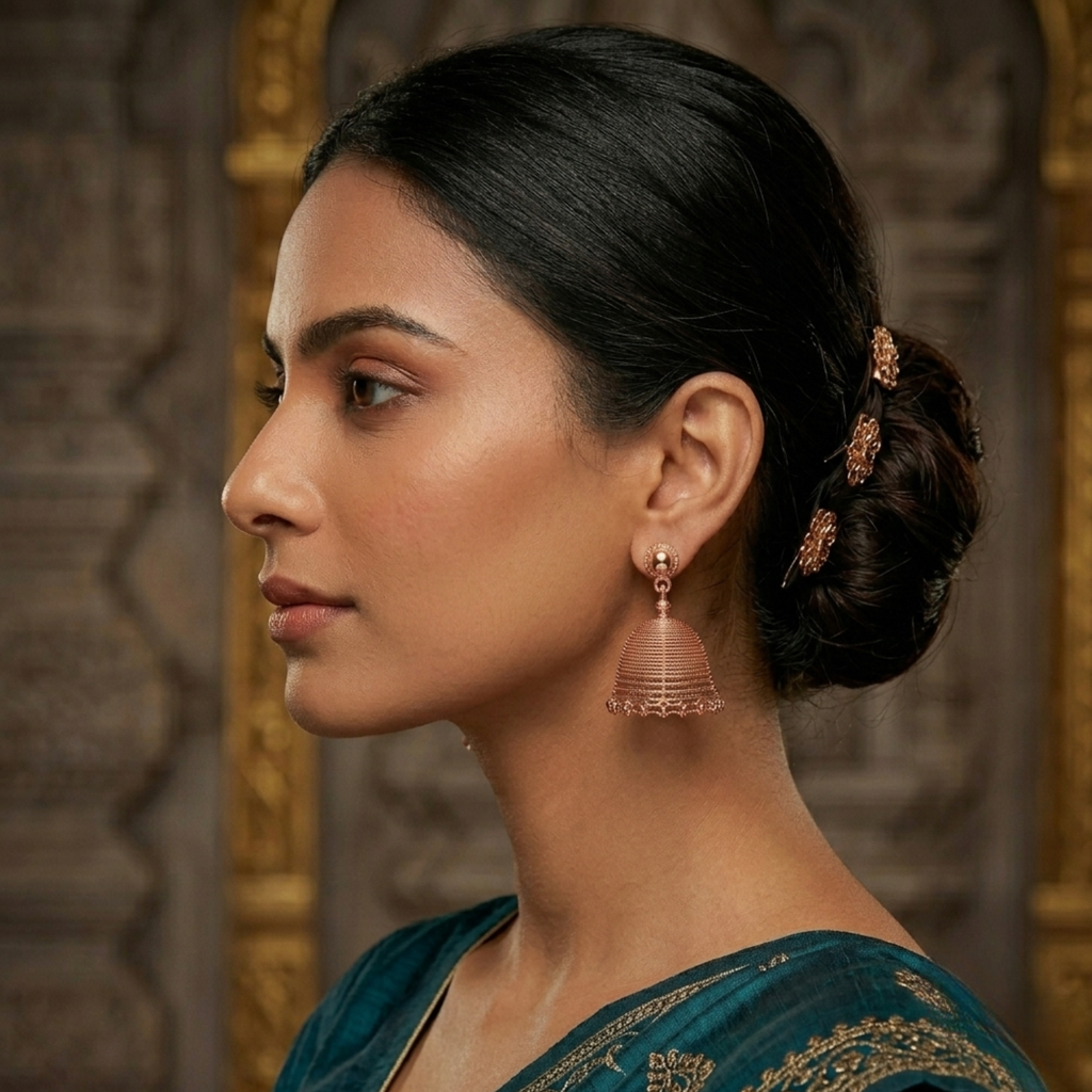 Silver Royal Courtyard Jhumka Earrings