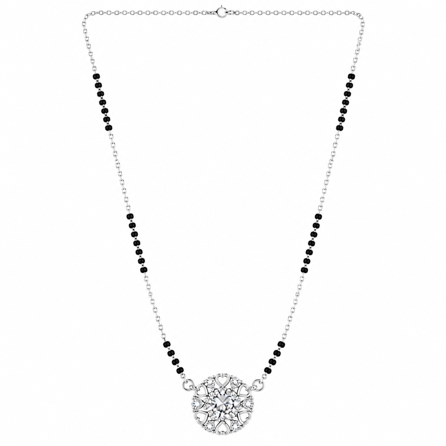 Silver Heart Solitaire Mangalsutra