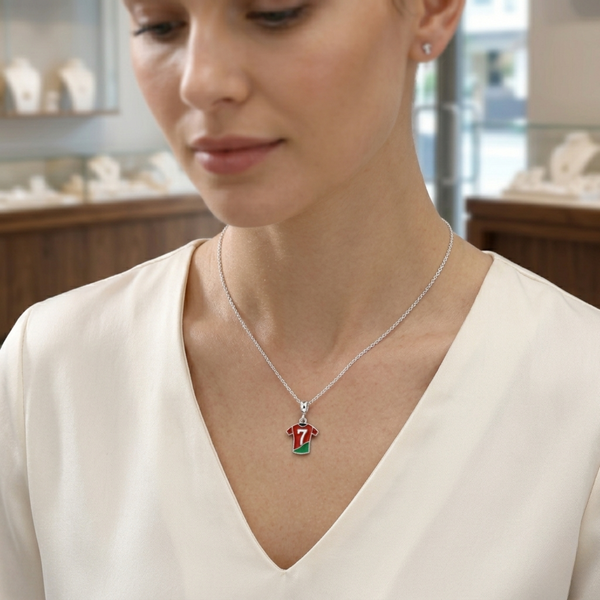 Silver Portugal No. 7 Football Jersey Charm