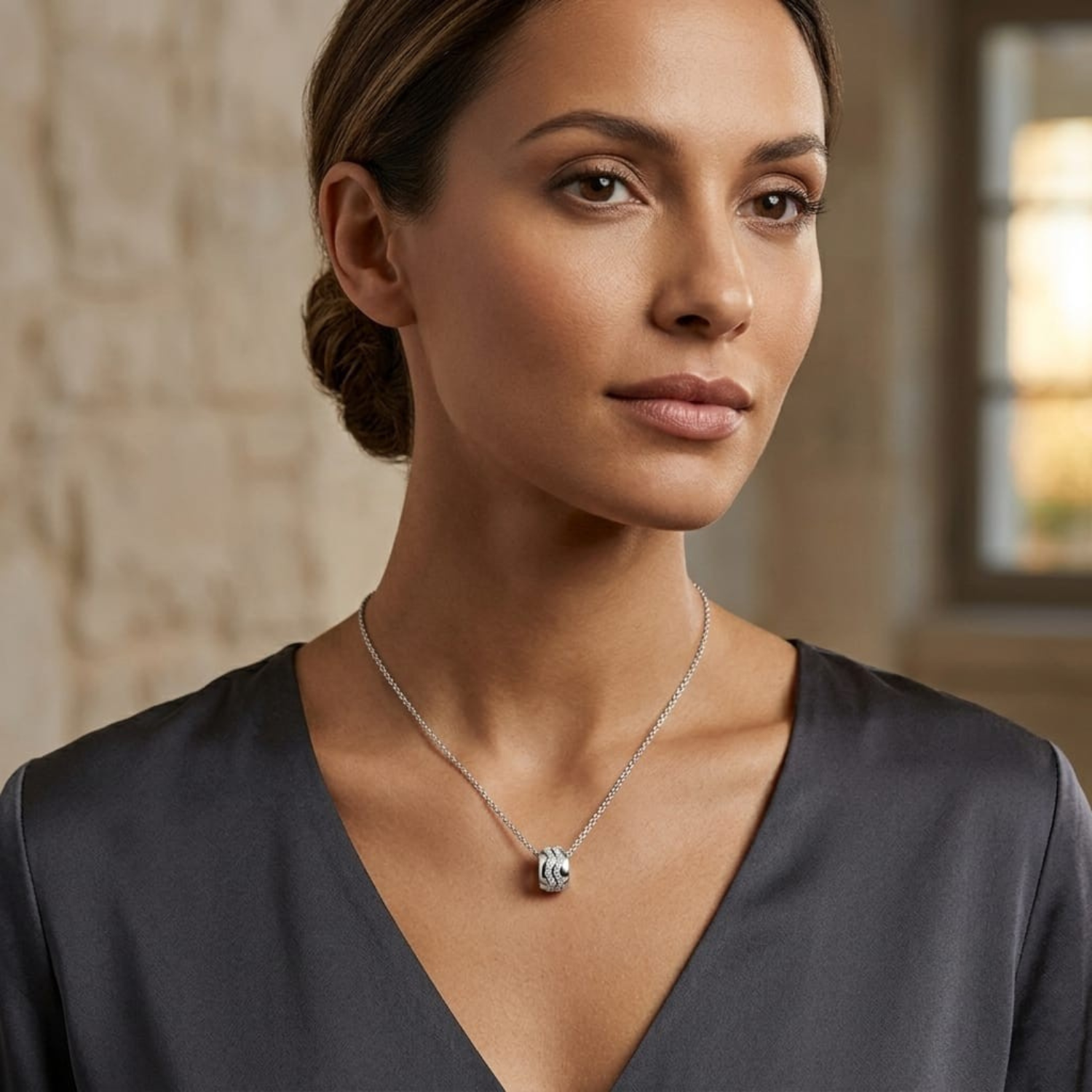 Silver Ring Sparkle Necklace