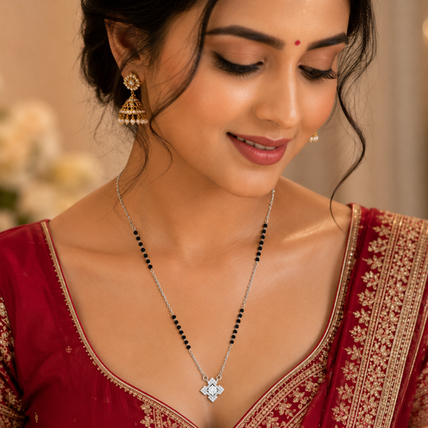 Silver Geometric Mangalsutra