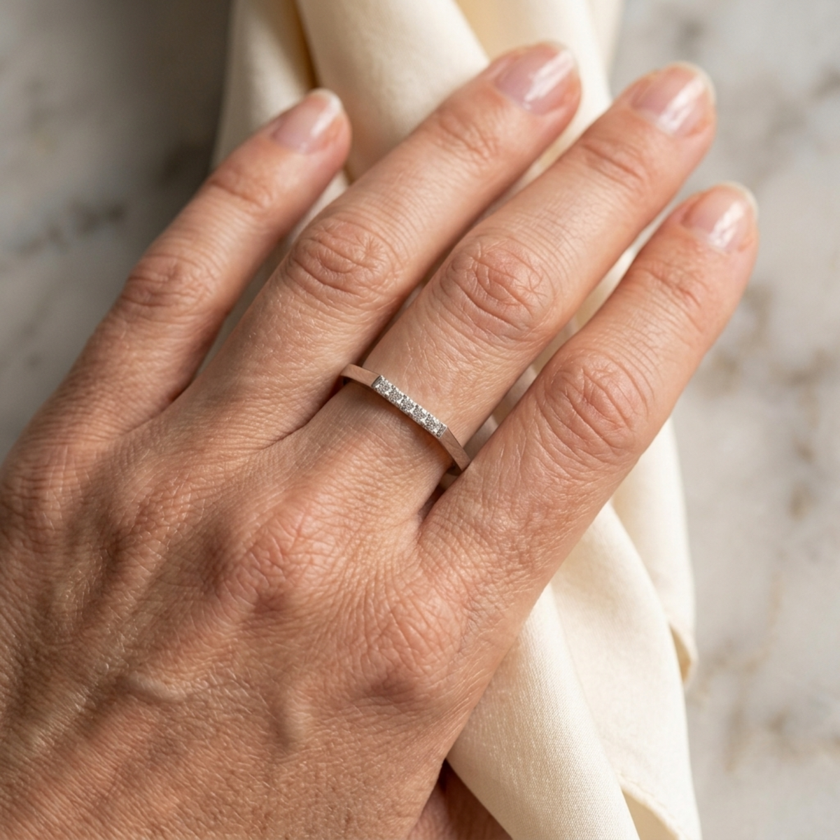 Silver Hexa Gleam Stackable Ring