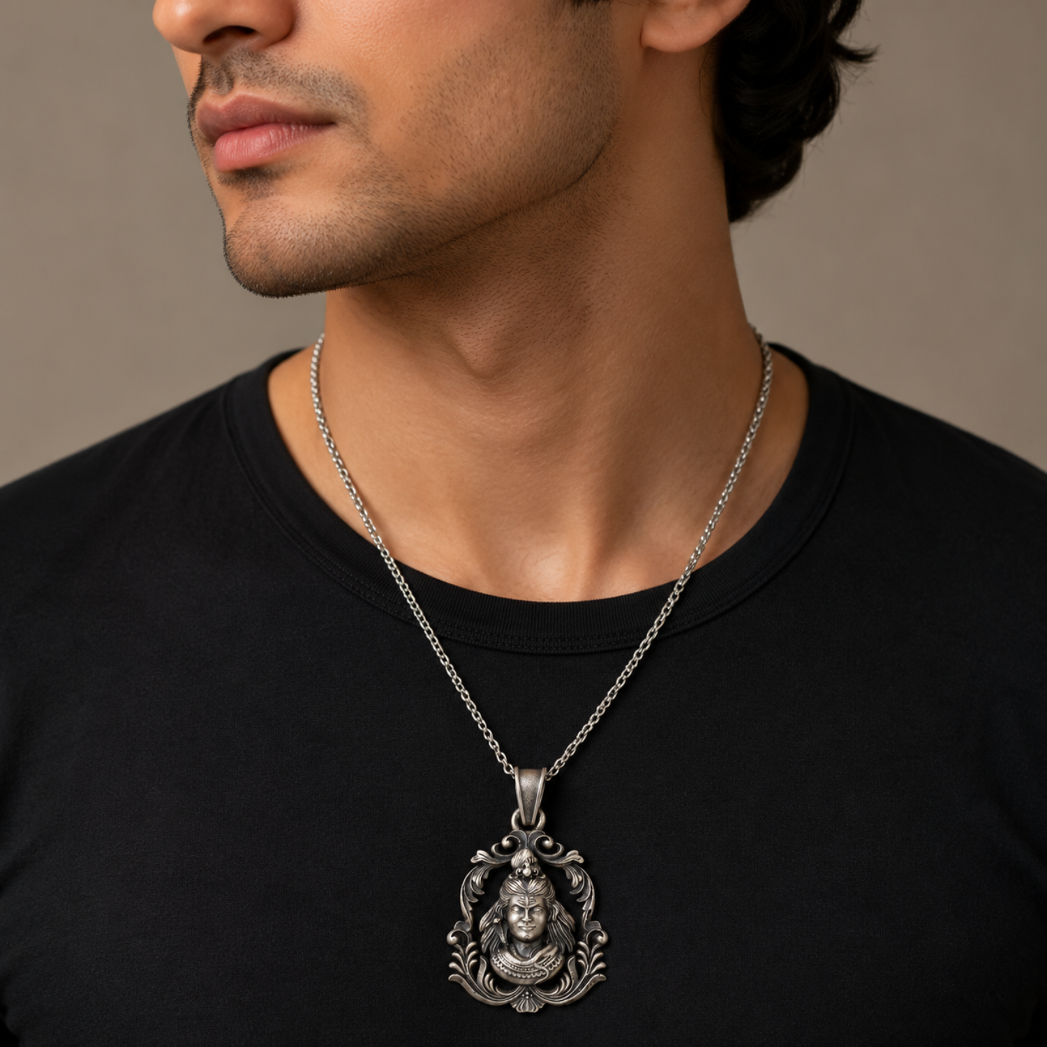 Silver Mahadev Divine Pendant