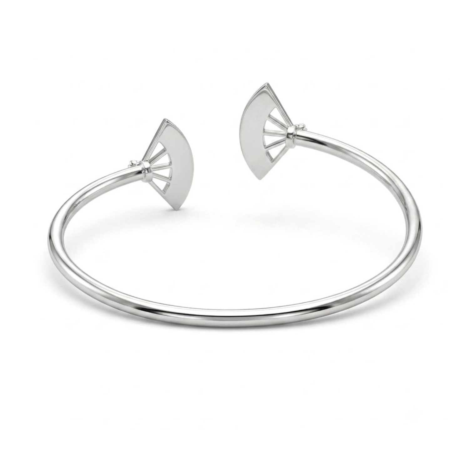 Silver Blue Enamel Floral Open Bangle