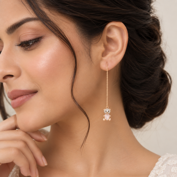 Silver Roselle Teddy Drop Earrings