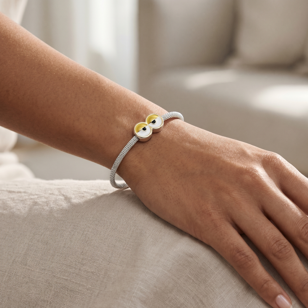 Silver Minion Eyes Charm