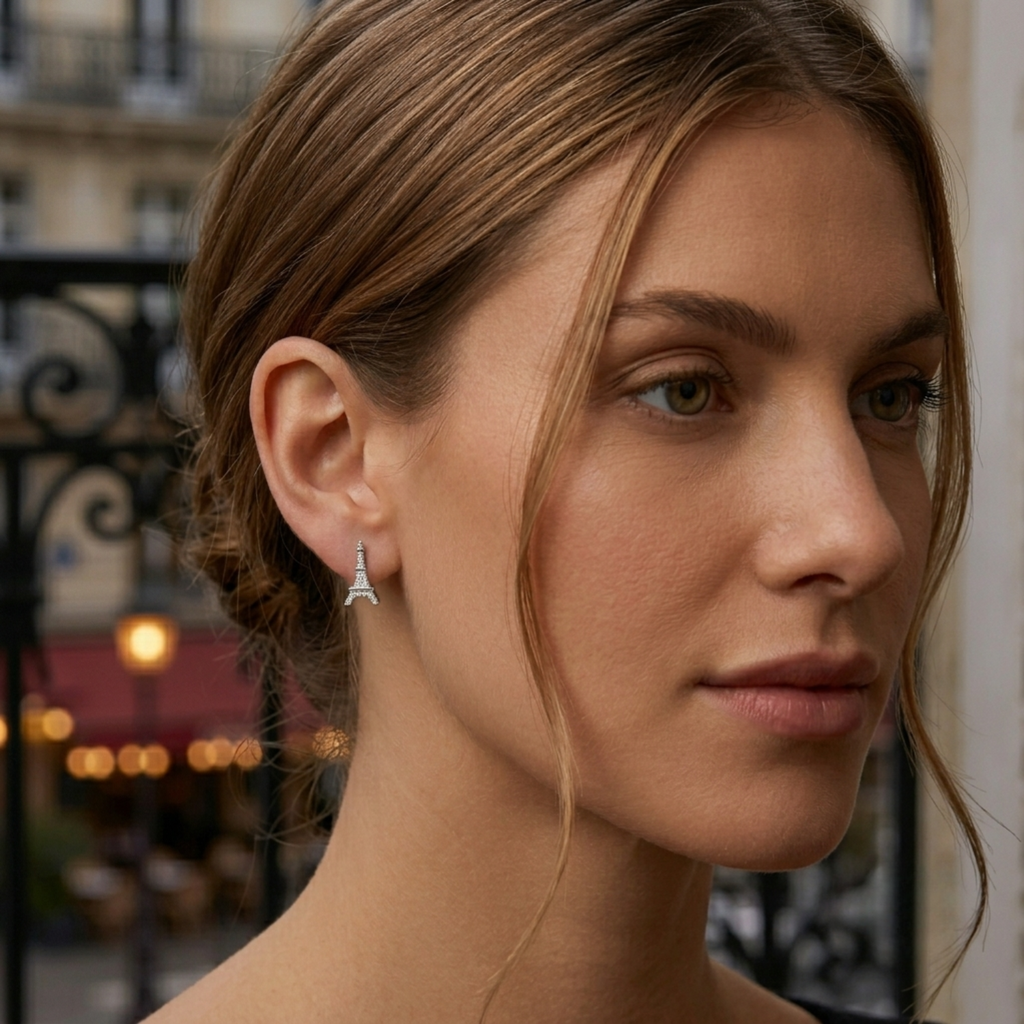 Silver Eiffel Elegance Stud Earrings