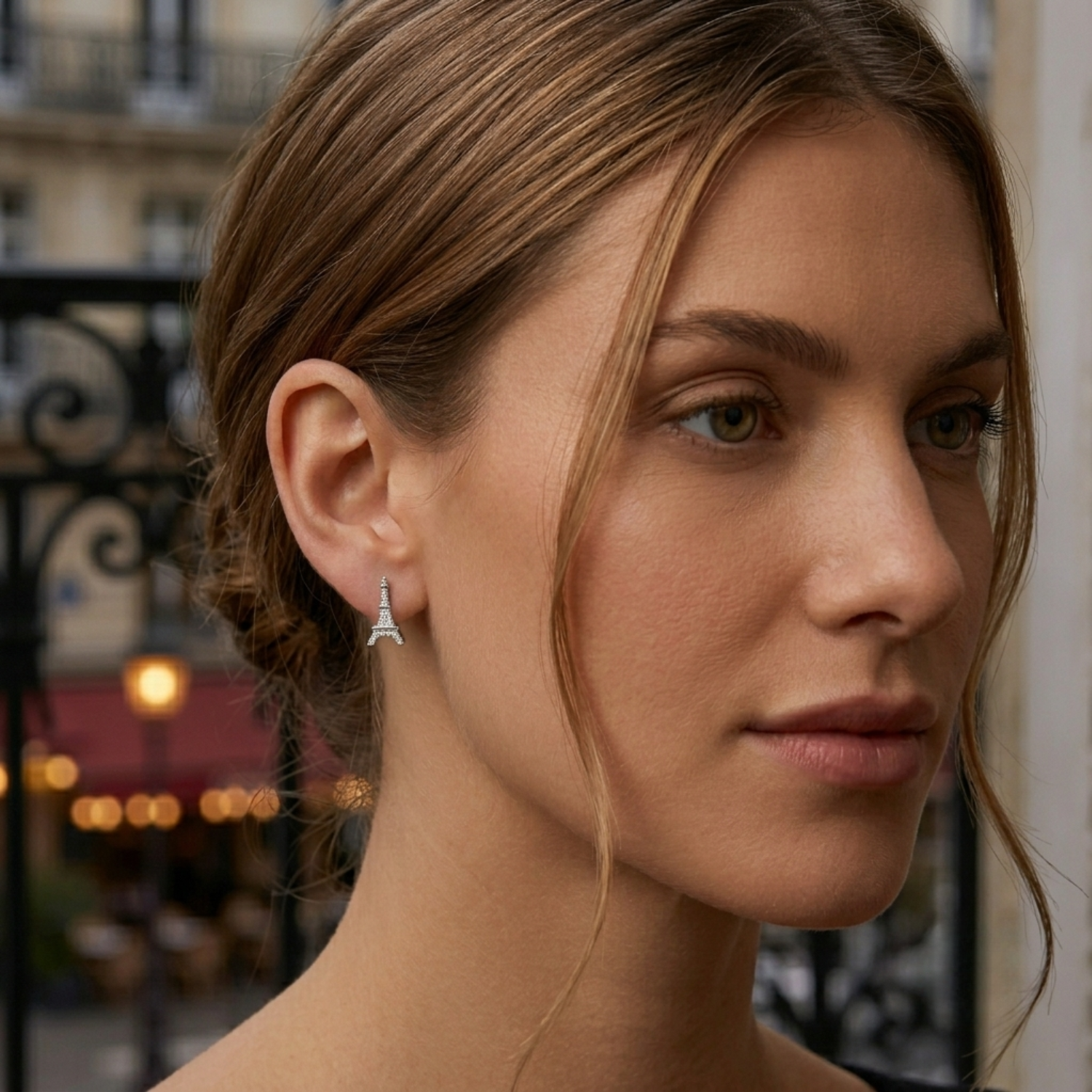 Silver Eiffel Elegance Stud Earrings