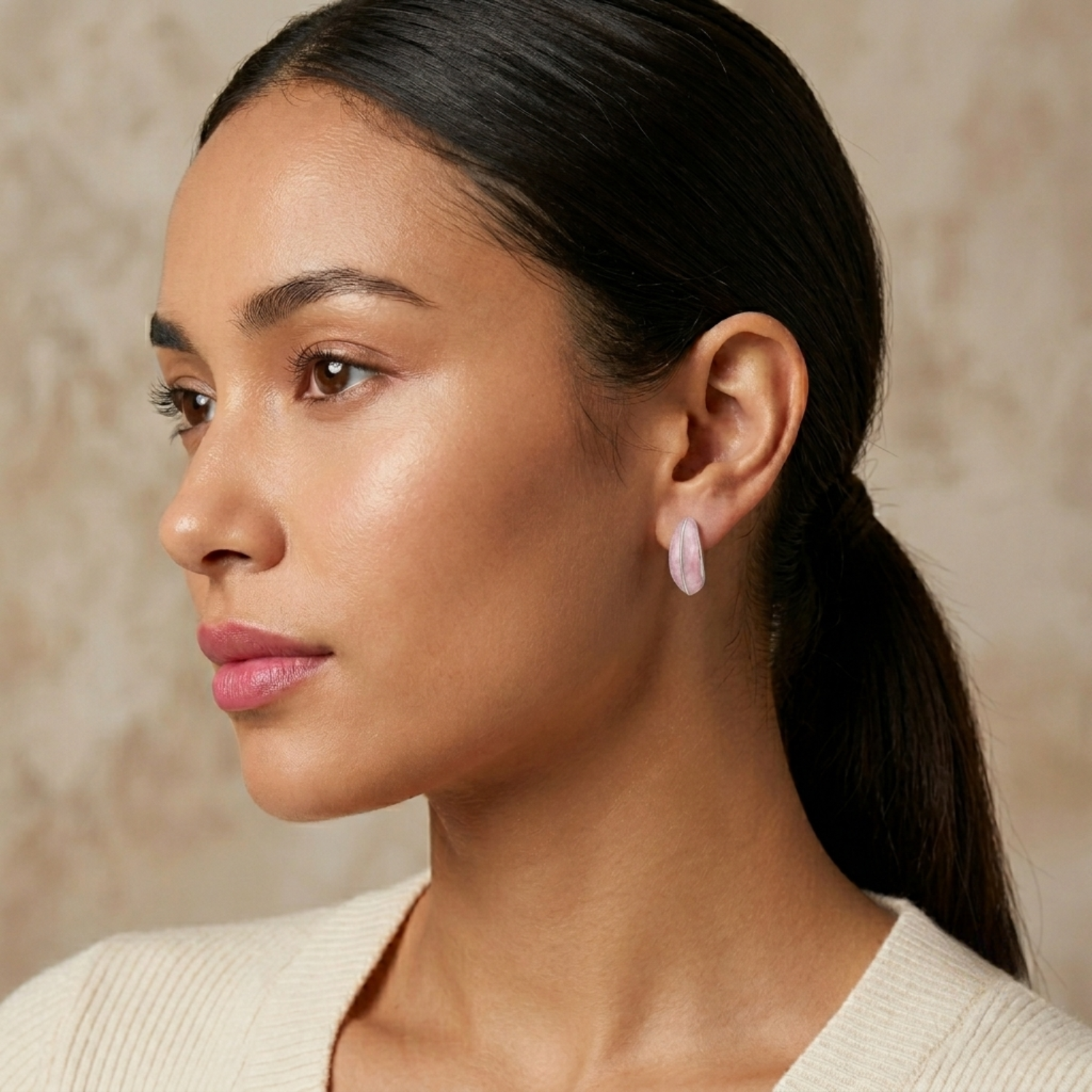Silver Aurora Pink Earrings