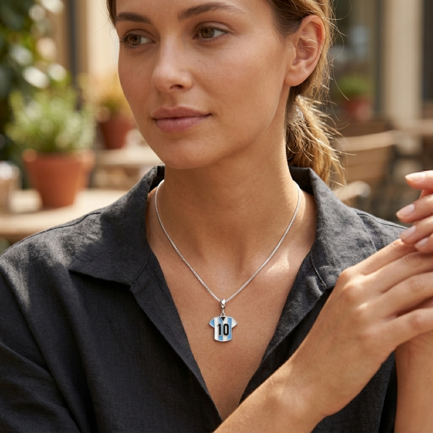 Silver Argentina No. 10 Football Jersey Charm
