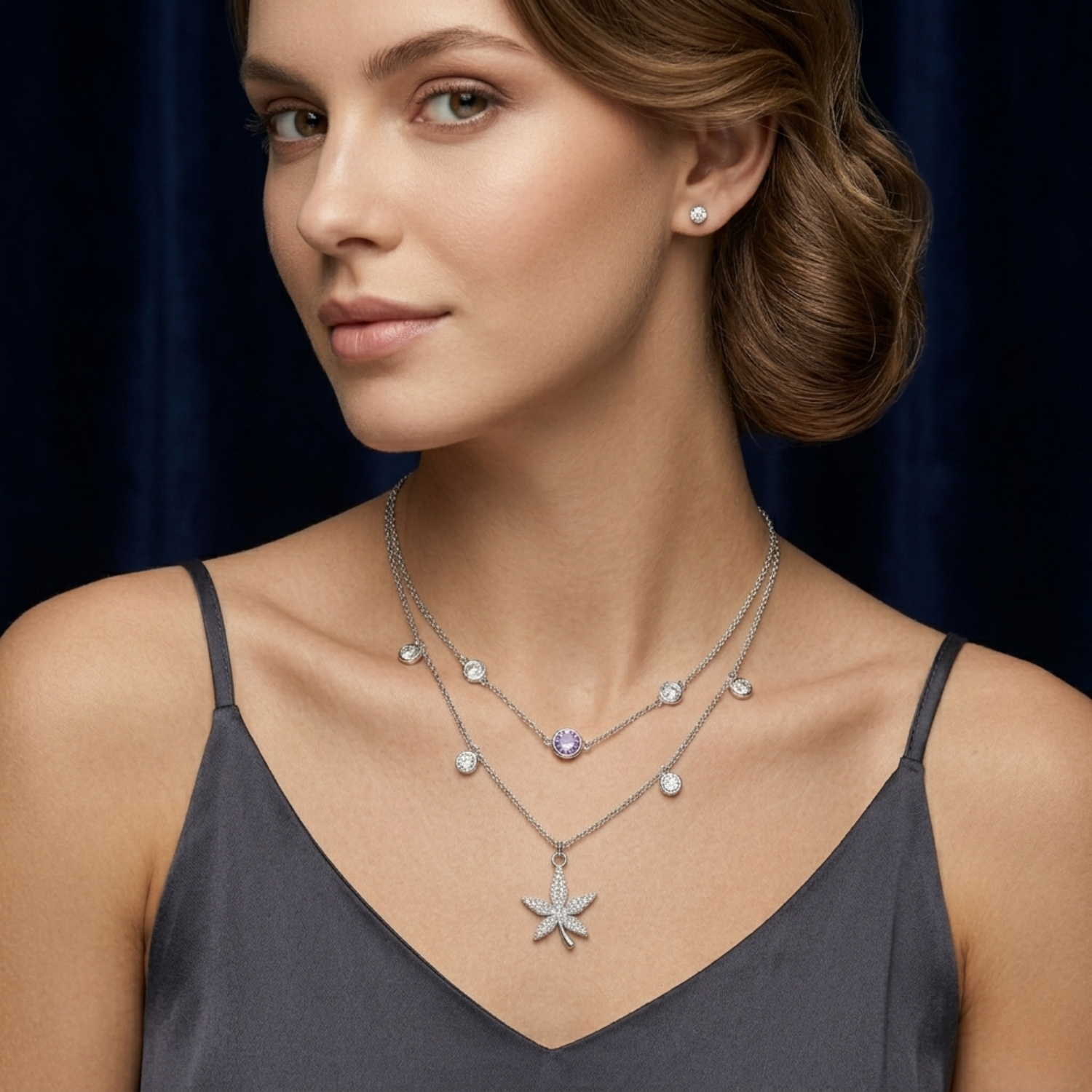 Silver Leaf Layered Necklace
