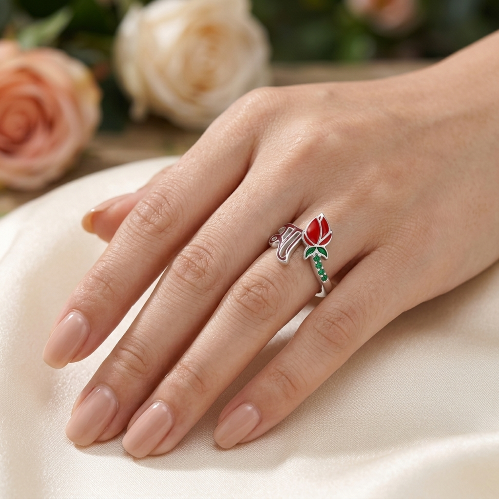 Silver Durga Shakti Lotus Ring