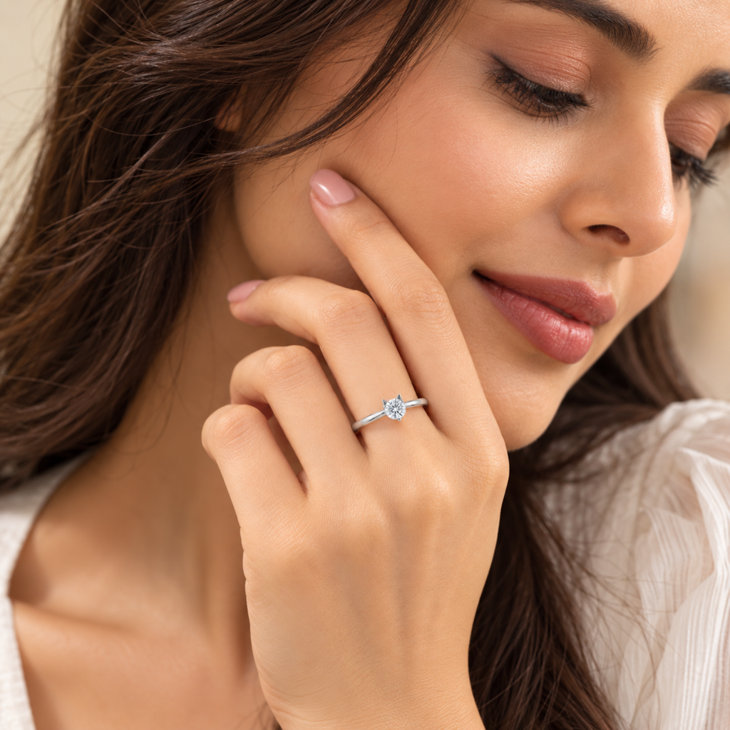 Silver Purrfect Love Solitaire Ring