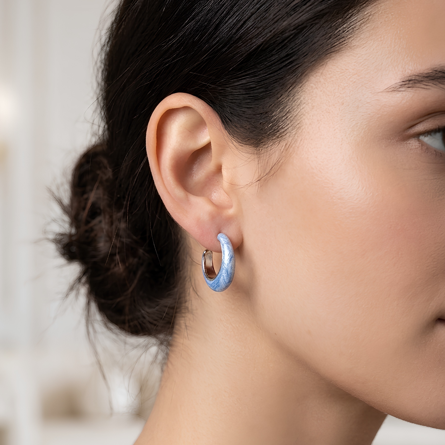 Silver Ocean Mist Opal Earring