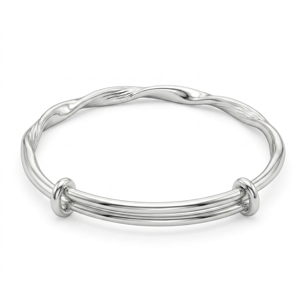 Silver Wave Adjustable Bangle