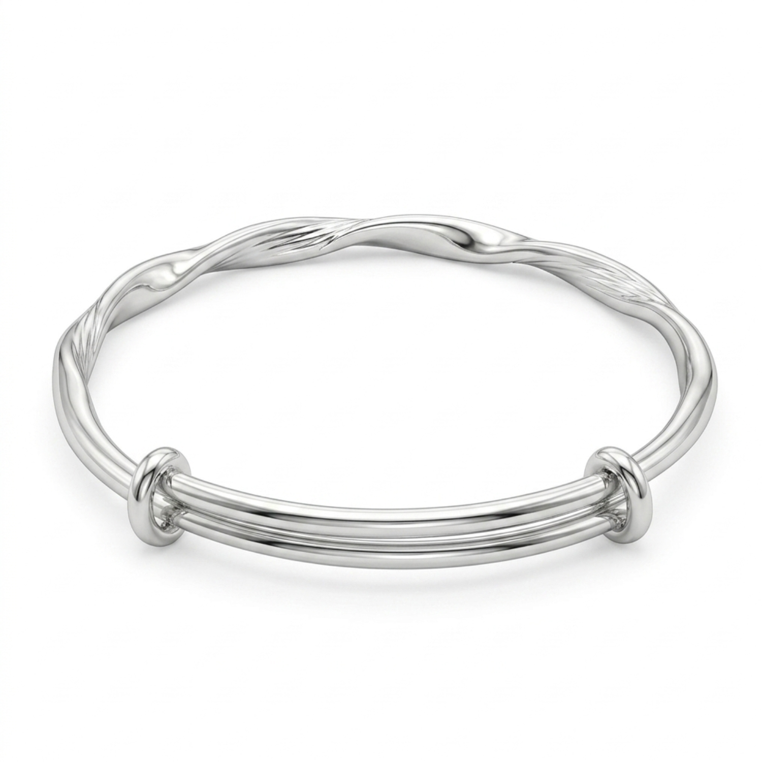 Silver Wave Adjustable Bangle