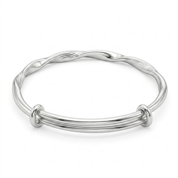 Silver Wave Adjustable Bangle