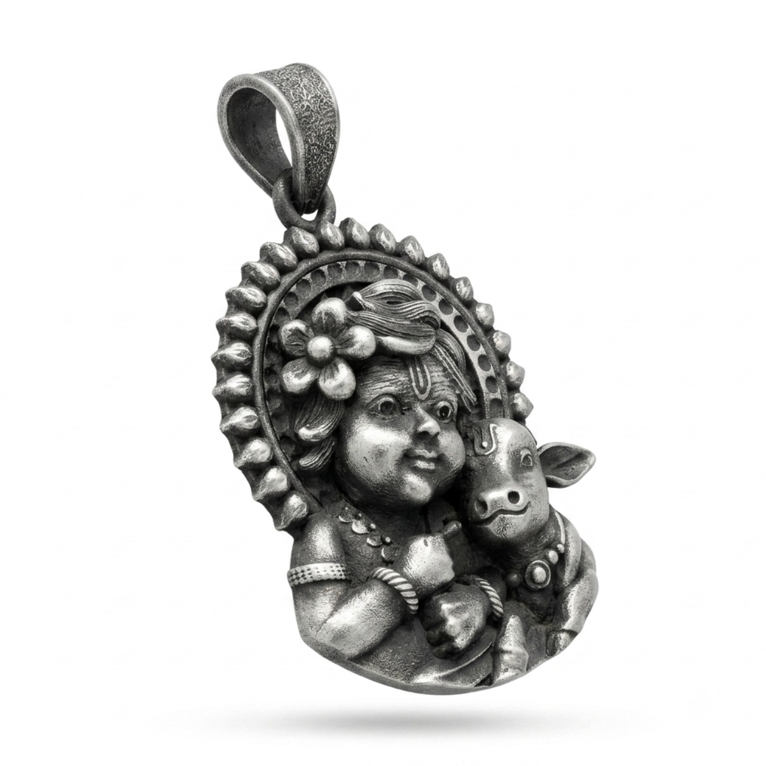 Silver Laddu Gopal Divine Pendant