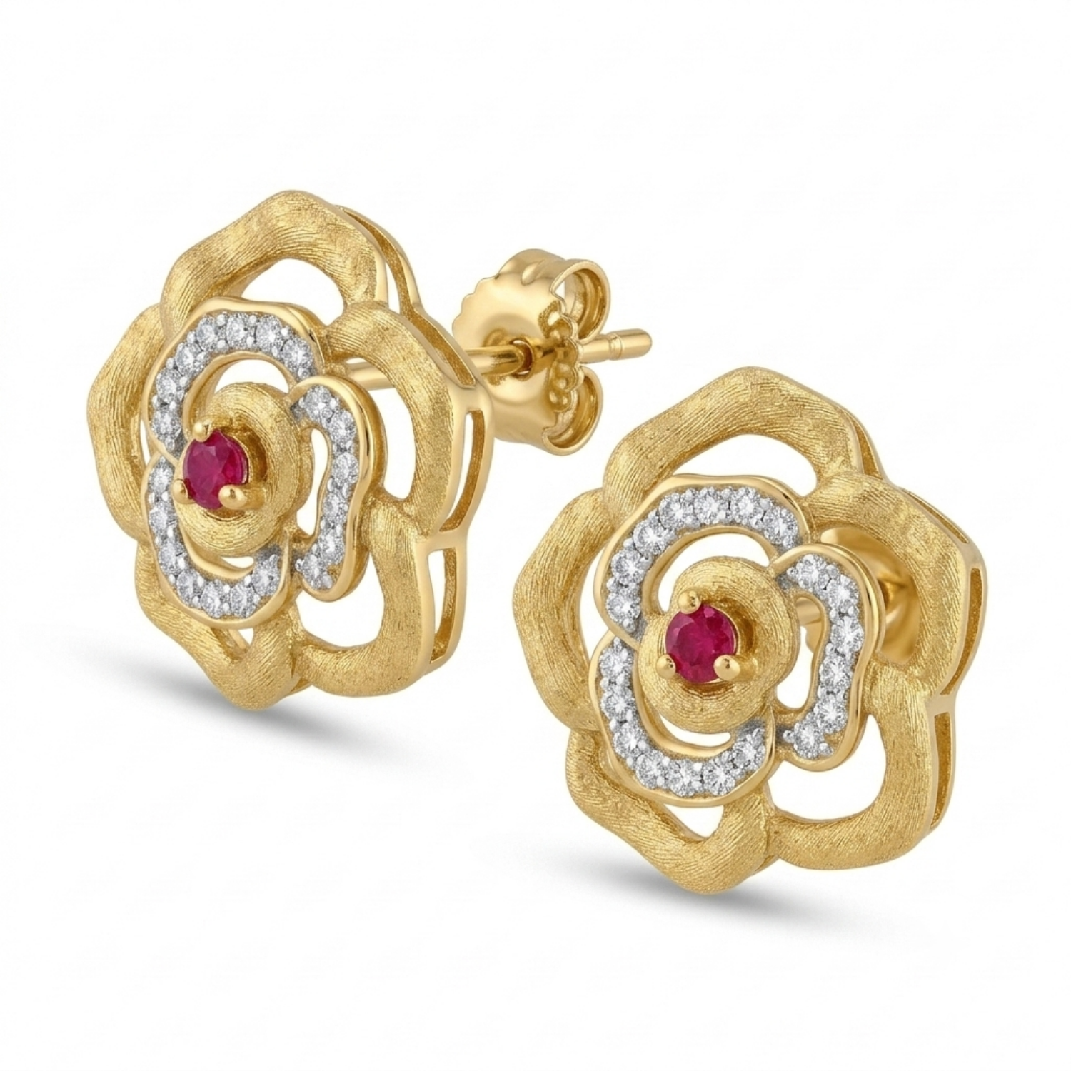 Silver Rosé Bloom Studs
