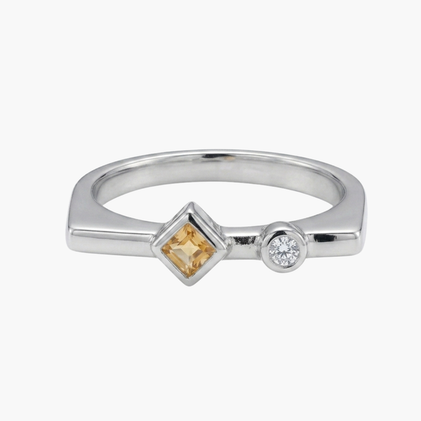 Silver Golden Glow Stackable Ring