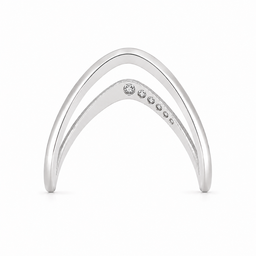 Silver Celeste V-Shaped Vanki Ring
