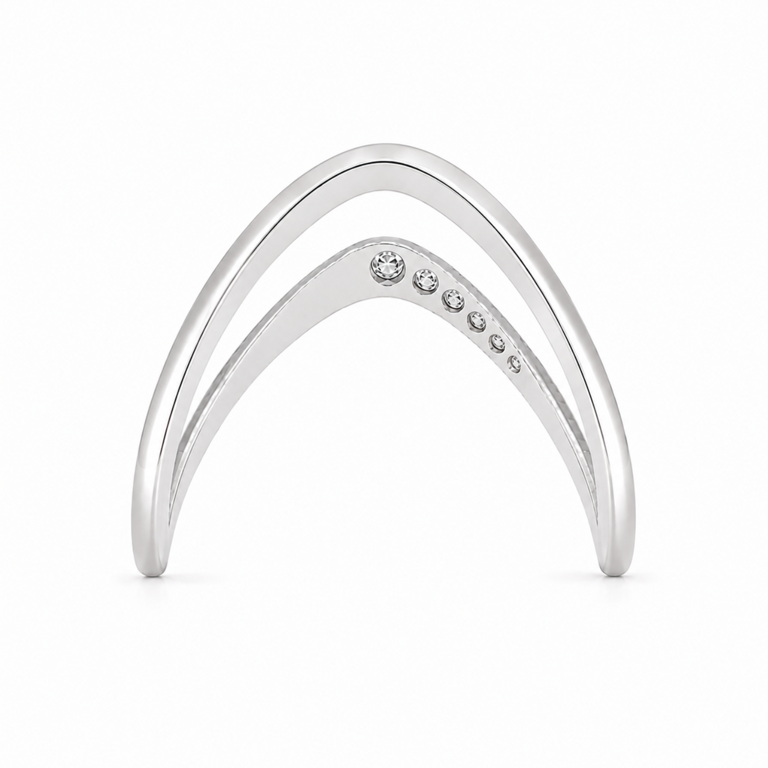 Silver Celeste V-Shaped Vanki Ring