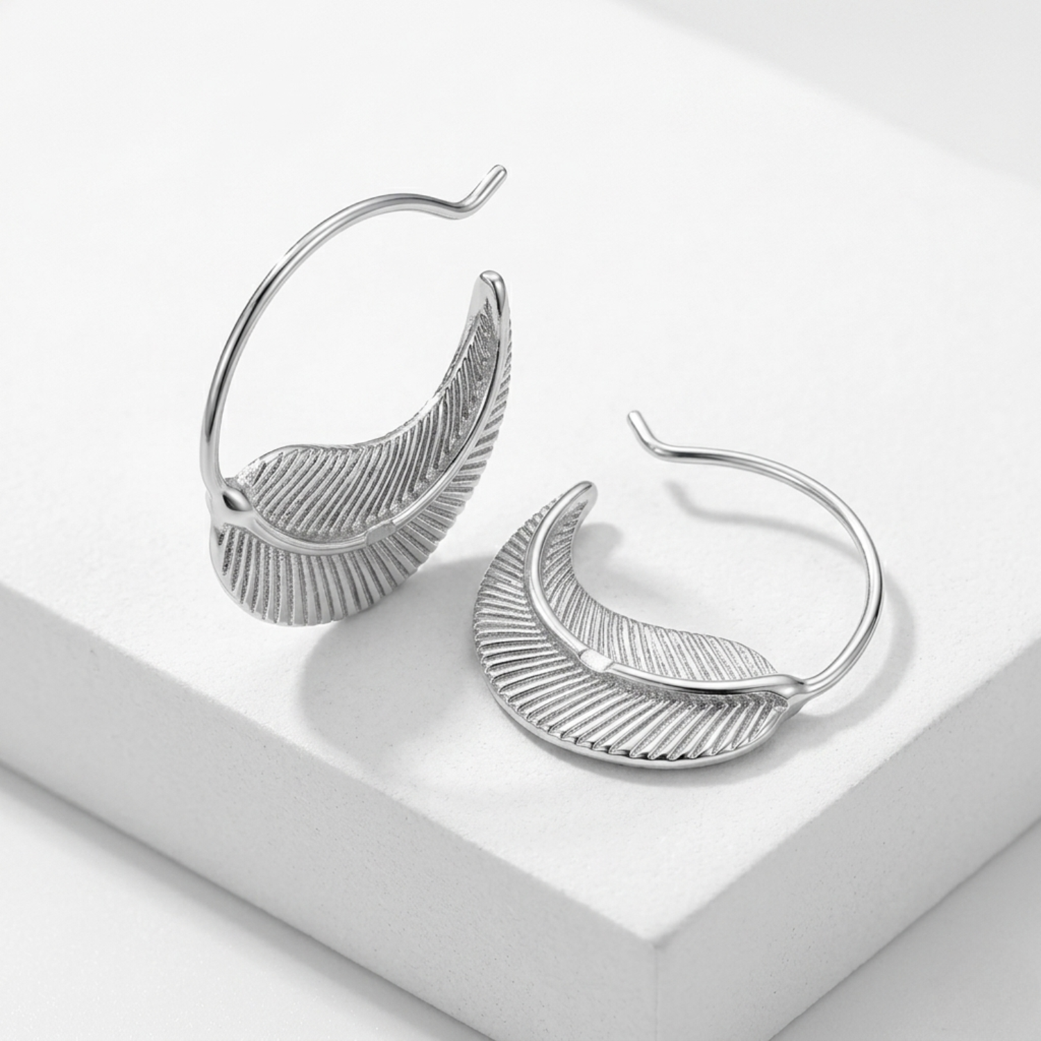 Silver Fern Hoop Earrings