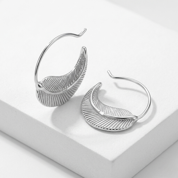 Silver Fern Hoop Earrings