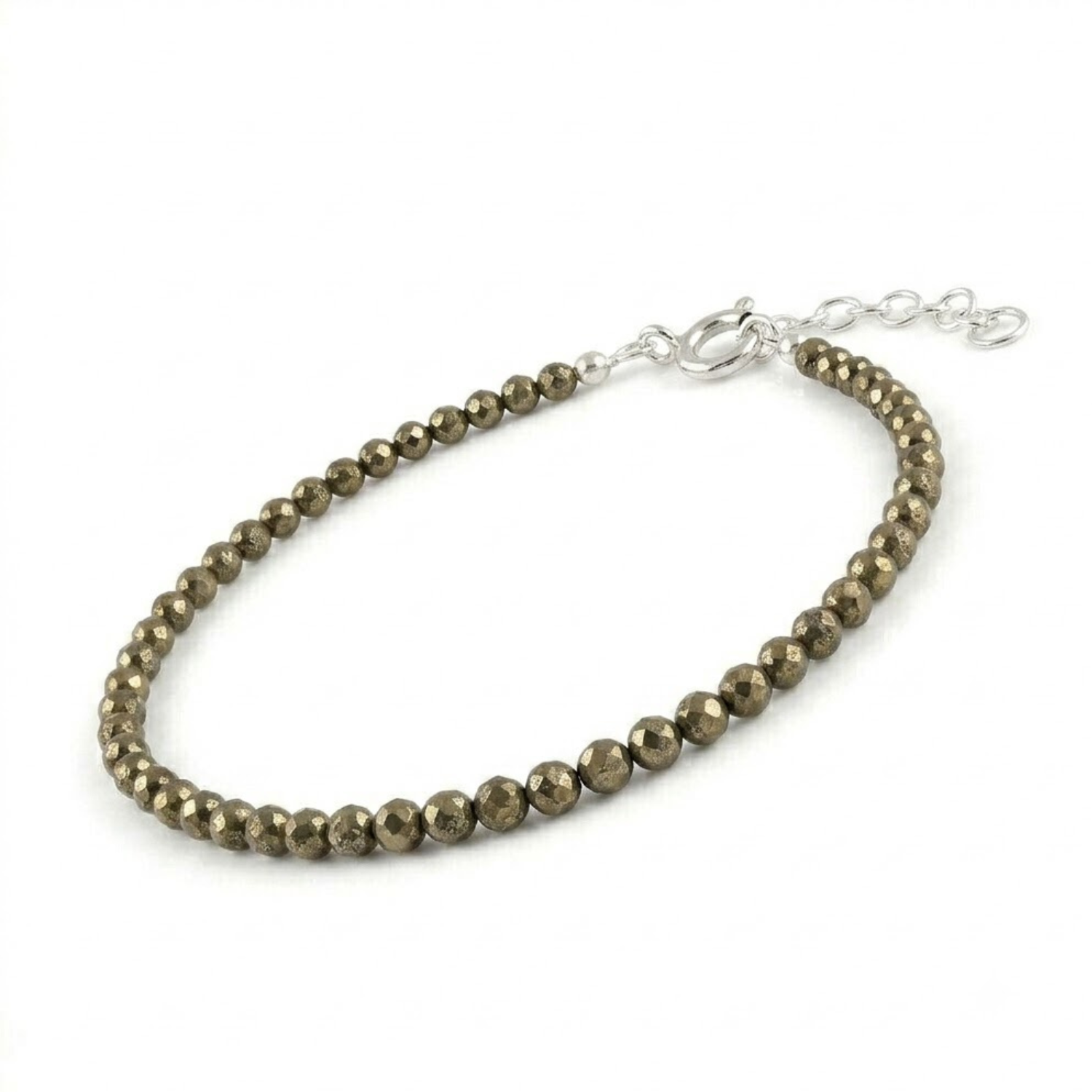 Silver Faceted Pyrite Anklet