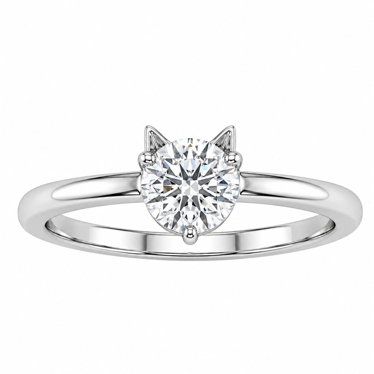Silver Purrfect Love Solitaire Ring