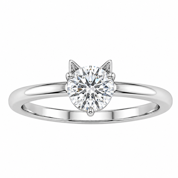Silver Purrfect Love Solitaire Ring