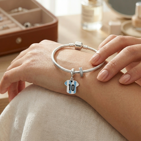 Silver Argentina No. 10 Football Jersey Charm