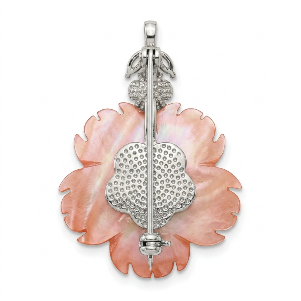 Silver Pink Petal Elegance Brooch