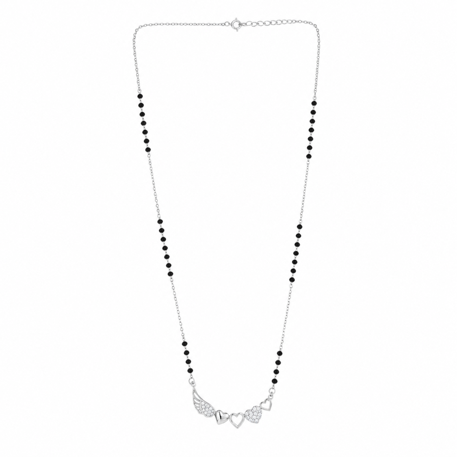 Silver Angel Wing & Heart Mangalsutra