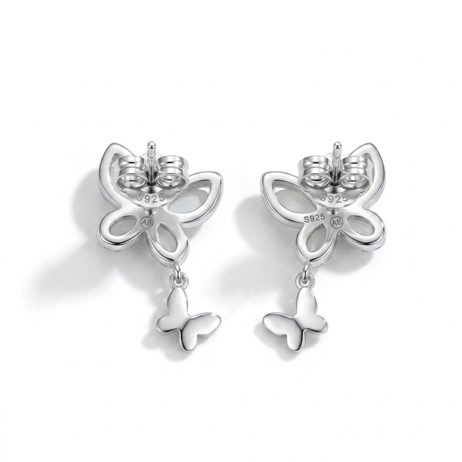 Silver Moonlit Butterfly Earrings