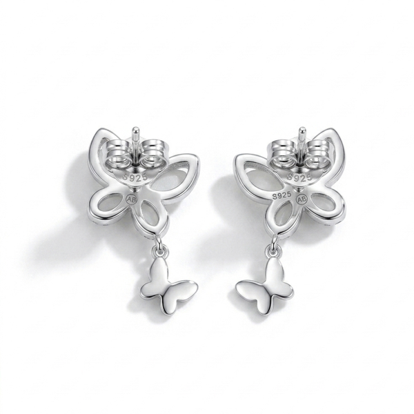 Silver Moonlit Butterfly Earrings