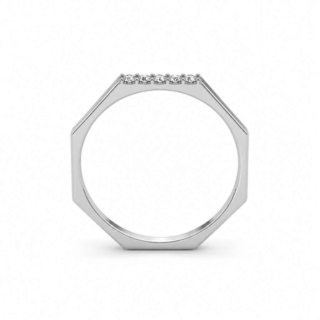 Silver Hexa Gleam Stackable Ring